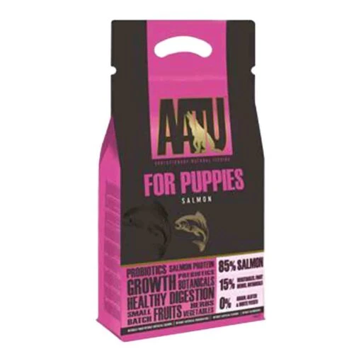 AATU 85/15 Grain Free Puppy Dry Food, 5 Kg -Pet Dog Shop aatu puppies salmon front