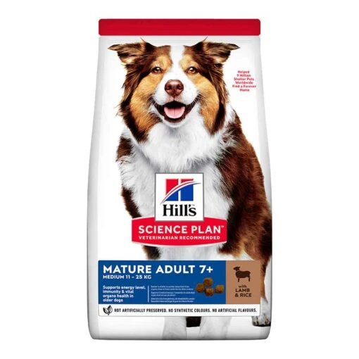 Hill's Science Plan Mature Adult Medium Dry Dog Food Lamb & Rice Flavour 14kg -Pet Dog Shop hills science plan dog medium adult lamb rice dry kibble front