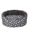 House Of Paws Grey Star Print Oval Plush Bed Extra Large -Pet Dog Shop new grey star oval dog bed 1