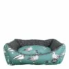 Snug & Cosy Teal Duck Print Dog Bed, Medium -Pet Dog Shop snug and cosy dog duck print bed front 3